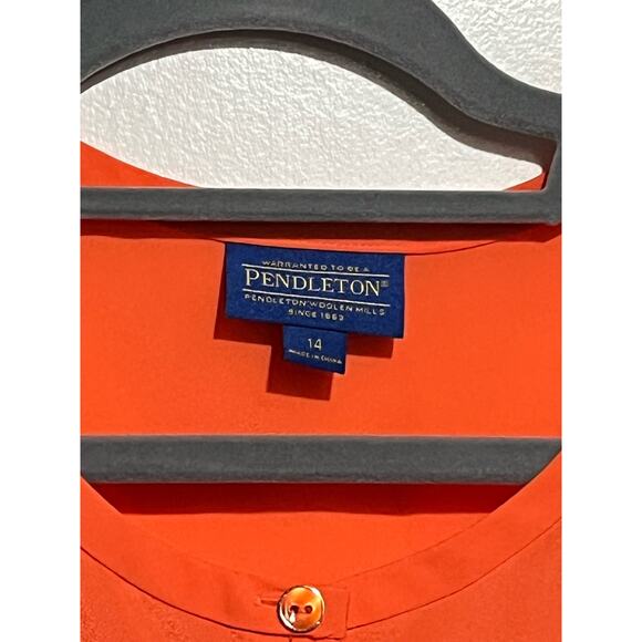Pendleton Blouse Women's Size 14 Orange Swifty Button Front Long Sleeve - Picture 4 of 6